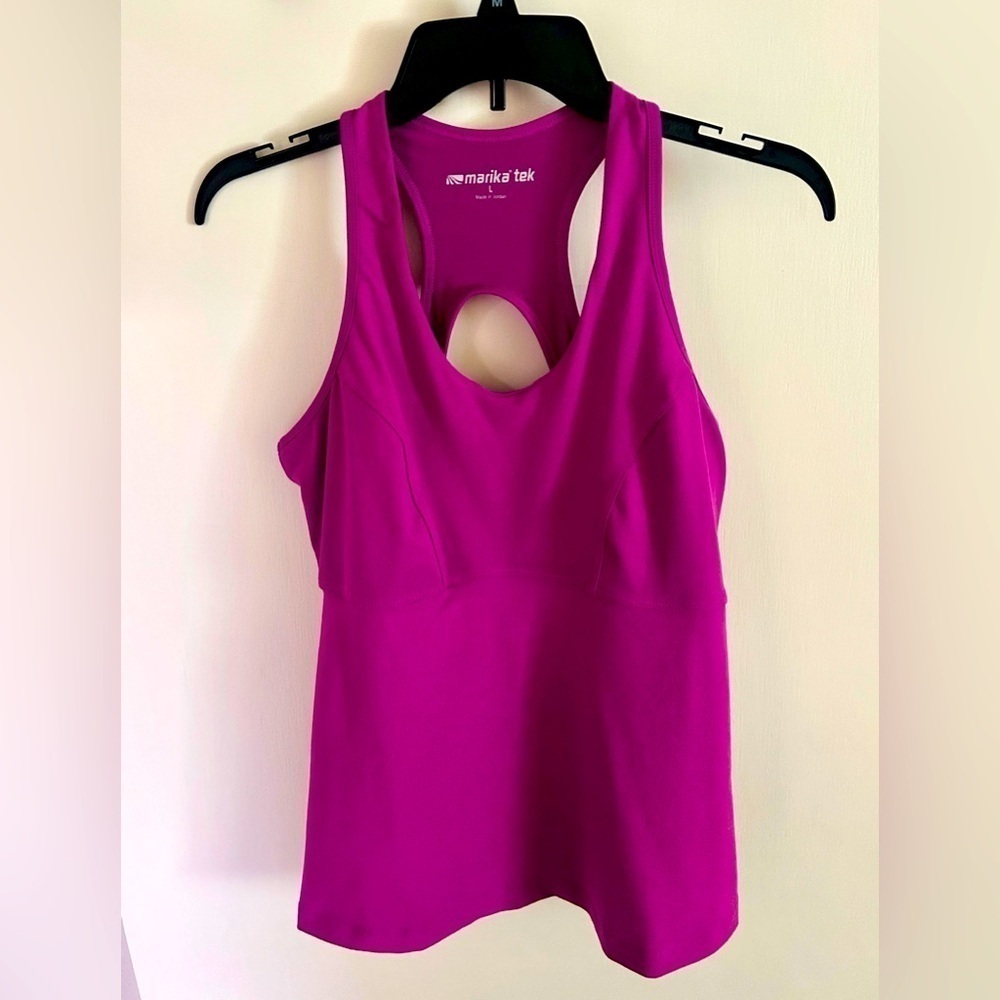 Marika Tek Ladies SZLarge Pink Sports Bra Top No Pads Work Out Active Ta…‌‌